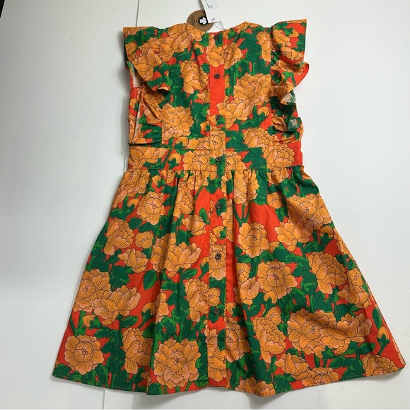 New! Mini Rodini 8/9 peonies woven ruffle dress - Picture 7 of 7